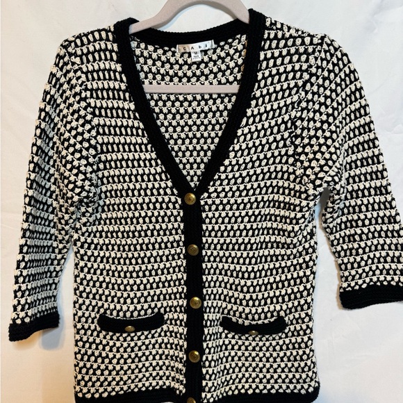 CAbi Sweaters - CAbi Black and White Buttoned Cardigan